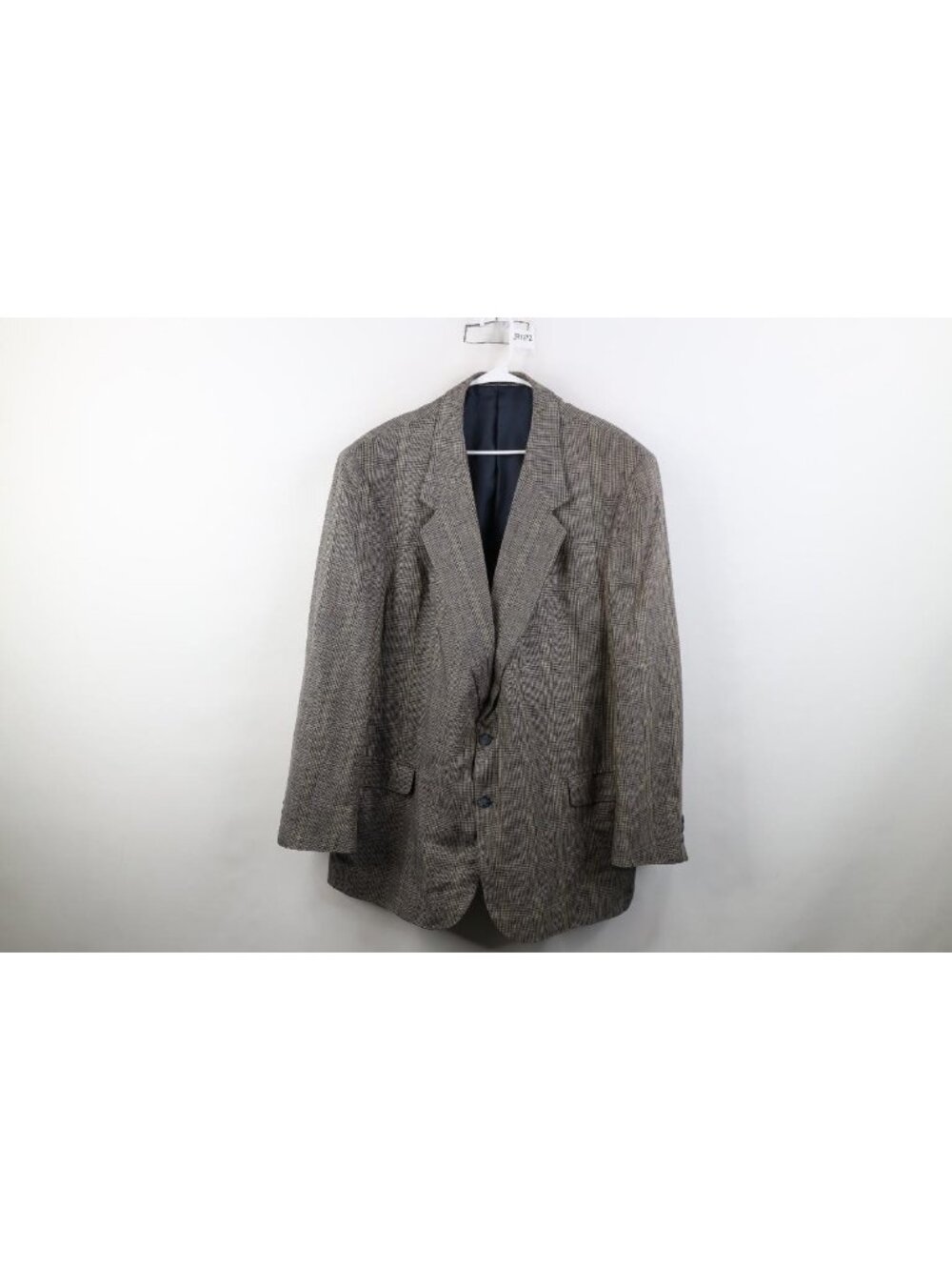 Vtg 90s Streetwear Mens 50L Rainbow Houndstooth Plaid Silk Blazer Suit Jacket